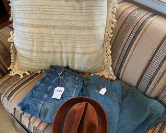 Hats, Decorative Pillows, Vintage Levi Flare Jeans 