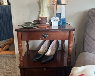 Wooden Side Table, Women's Shoes 