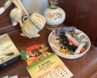 Vintage Lamp, Misc Jewelry 