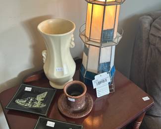 Stained Glass Lighthouse Lamp 