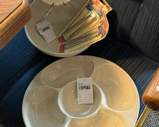 Red Wing Relish Plate, Red Wing Chips and Dip Bowl  