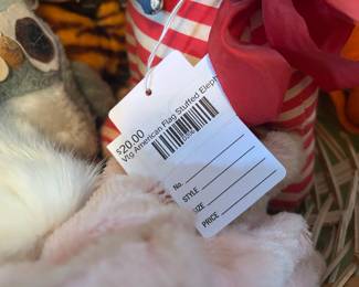 Vtg American Flag Stuffed Elephant 