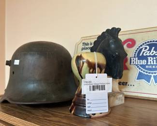 Greenfield Village Pottery Vase, Vintage Military Helmet