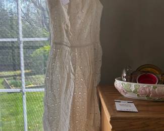 Vtg White Eyelet Dress 
