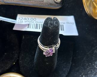 14k White Gold Purple Stone Ring