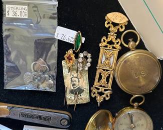 14k White Gold Purple Stone Ring, Pocket Watch