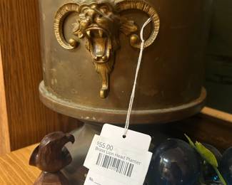 Brass Lion Head Planter 