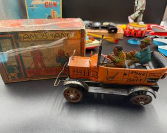 Marx..Amos N Andy 1930’s, Fresh Air Taxi Cab, Tin Litho Windup Toy Jalopy Car With Original Box!! Works!!!!