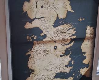 24x48 inch "Game of Thrones" Westeros Map framed art print. 