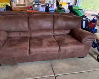 pair of brown Micro fiber sofas $30 each