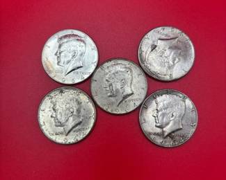 5 90 Silver Kennedy Half Dollars