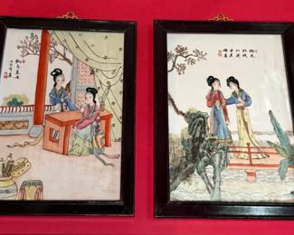 0115 2 Ceramic Plaques with Scenes of Oriental Life