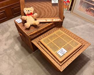 Wicker Basket, Rattan End Table Set, etc.