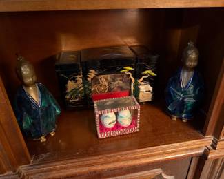 Asian Statues, Painted Eggs and Jewelry Box
