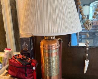 Vintage Copper Fire Extinguisher Lamp