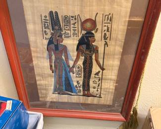 Egyptian Goddess Isis and Queen Nefertari Papyrus Painting