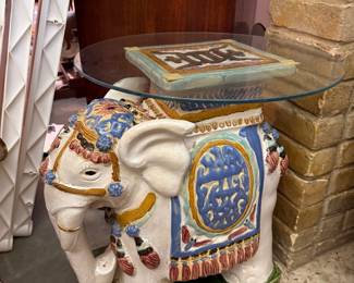 Porcelain Elephant Garden Stool/Table 