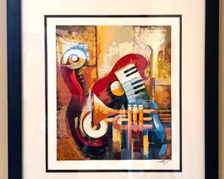 Signed abstract art music-themed oil painting by Igor Kovalev 