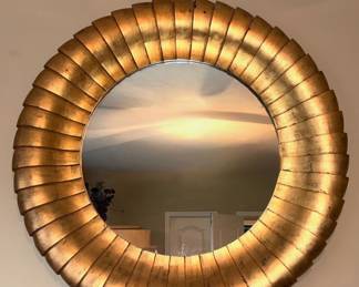 50” round scalloped gold gilt mirror 