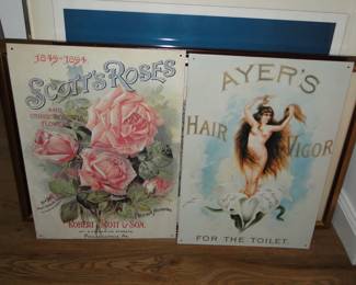 More vintage tin art, Scott's Roses, Ayer's