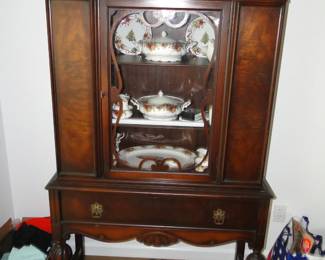 Antique Hutch and more Old Country Roses inside