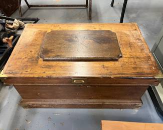 Large antique wooden chest/tool box.