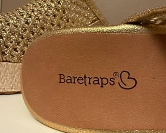Baretraps Gold Metallic Woven Platform Wedge Sandals