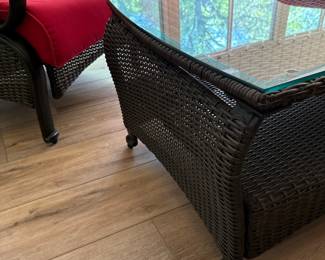 South Sea Rattan "Autumn Morning" Wicker Loveseat with Striped Cushions