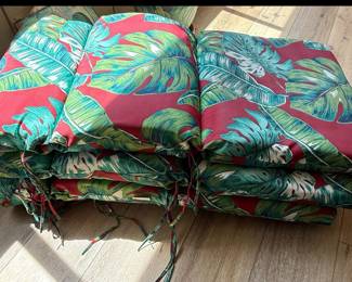 Aluminum Outdoor Patio Chairs with Tropical Leaf Cushions