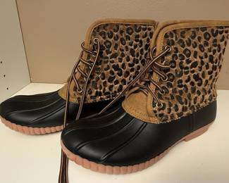 MarleyLilly Leopard Print Duck Boots