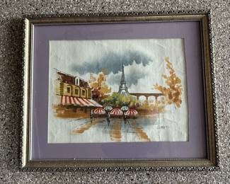 Parisian Scene Watercolor Painting