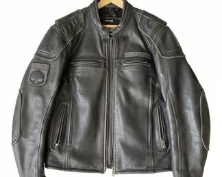 Harley-Davidson Men's Leather Riding Jacket with Skull Graphics