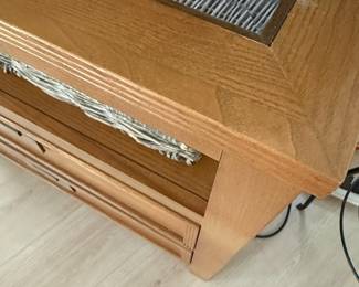 Oak Style Two-Drawer Nightstand