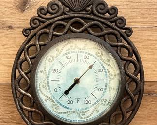 Ornate Cast Metal Thermometer