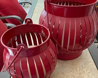 Crate & Barrel Galvanized Lantern Set