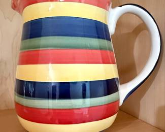 Swirl "Painted Collection" Ceramic Rainbow Stripe Pitcher