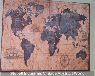 Stupell Industries Vintage Abstract World Map Canvas Wall Art
