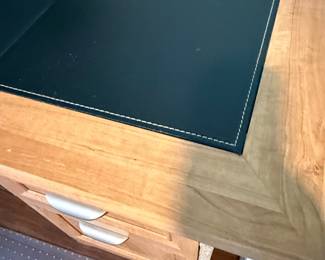 Light Oak Executive Desk with Black Leather Inset