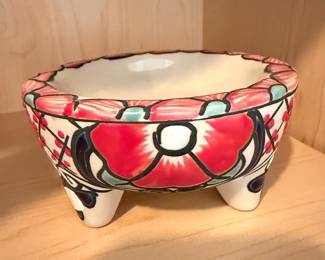 Mexican Talavera Pottery Footed Salsa Bowl Style