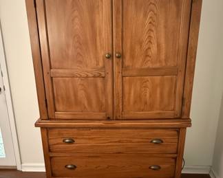American Signature Oak Media Armoire with Drawers