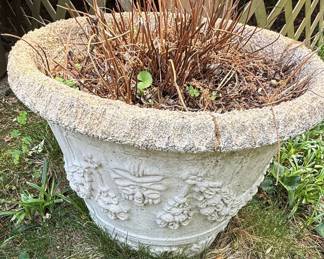 Embossed Dragonfly and Floral Concrete Garden Planter Pot