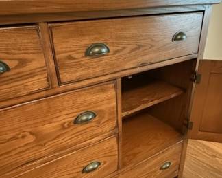 American Signature Oak Mission Style Dresser with Mirror