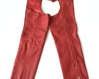 Leather King Red Leather Motorcycle Chaps
