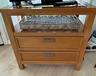 Oak Style Two-Drawer Nightstand