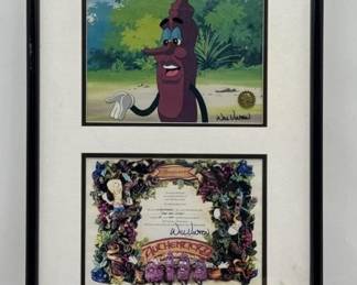 Signed cel 1989 california raisin