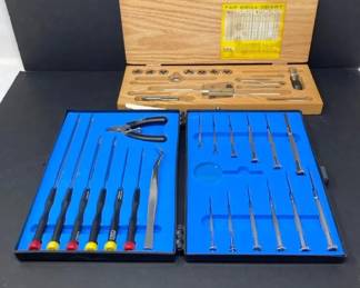 Tap Drill Set and Precision Screwdriver Tool Lot with Cases