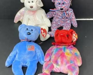 Ty Beanie Babies Plush Bears Assorted Lot of 4 Patriotic Multicolor