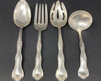 Gorham Sterling Silver Rondo Serving Utensils 4 Piece Set Fork Spoons