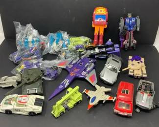 Collection of Assorted Vintage Transformers Figures, Vehicles and Accessories