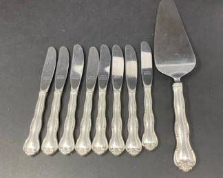 Gorham Sterling Silver Handle Knives Cake Server 9 Pieces 455 Grams